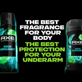 AXE Aqua Bergamot on bathroom shelf suggesting post-shower freshness