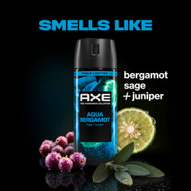 AXE Aqua Bergamot held in hand to show compact 2.9 oz travel size