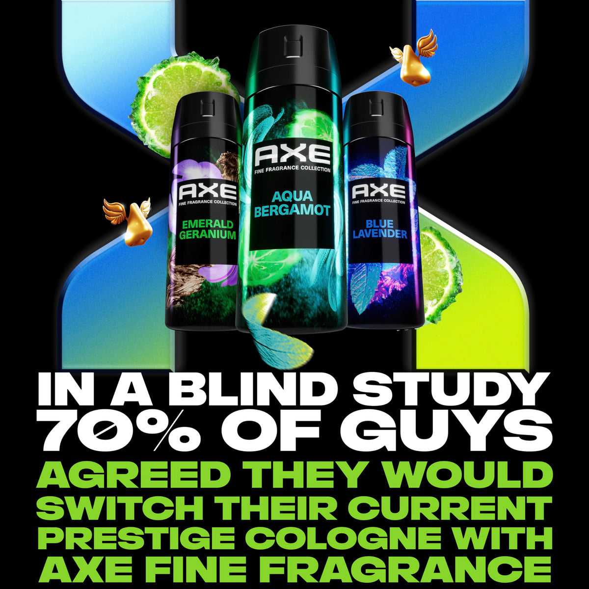 AXE Aqua Bergamot with bergamot and sage oils highlighting natural notes