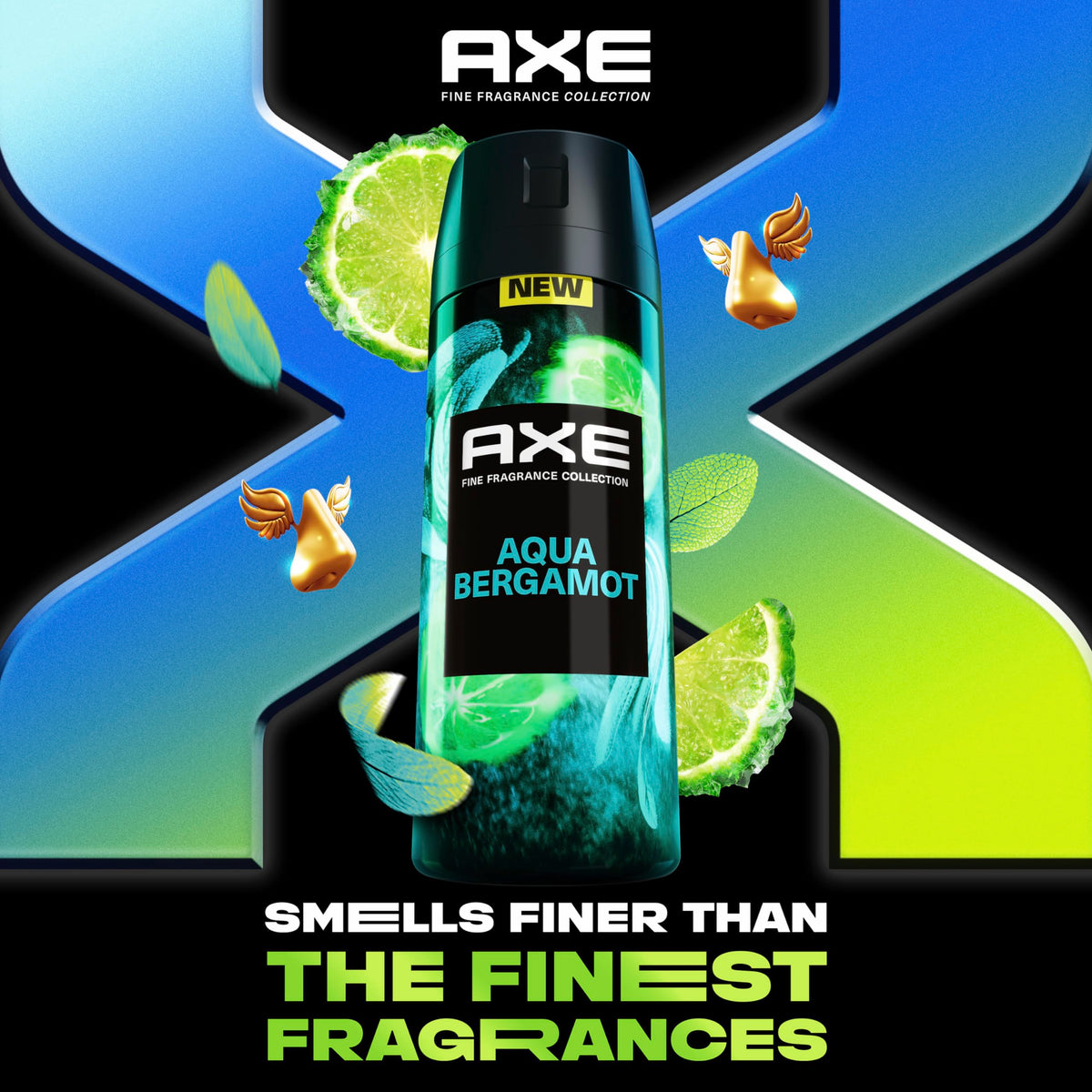 AXE Aqua Bergamot fine mist close-up demonstrating light texture and quick-dry benefit