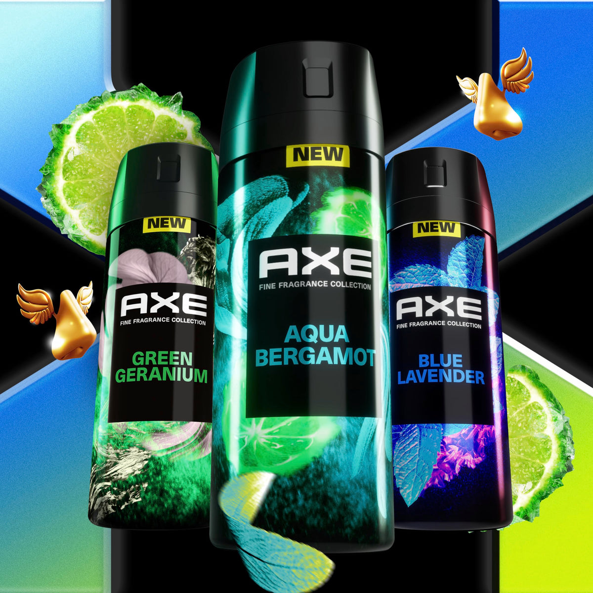 AXE Aqua Bergamot next to bergamot and sage ingredients showing natural essential oils benefit