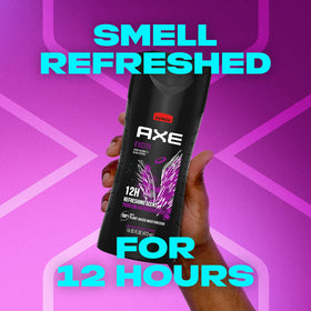 AXE body wash in shower use portraying refreshing scent experience