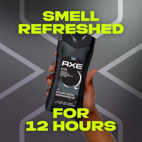 AXE bottle on shower shelf showing compact, space-saving benefit