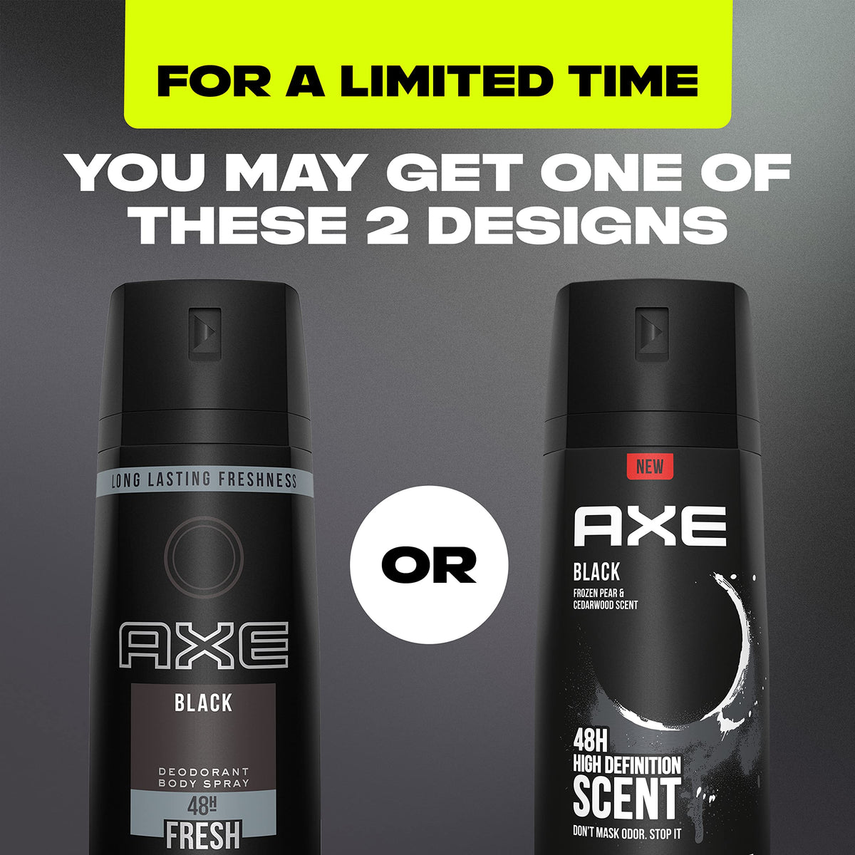 AXE Black closeup of cap and nozzle highlighting easy‑spray application benefit