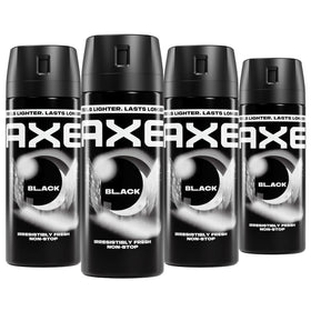 AXE Black front can showing sleek branding and fresh scent benefit