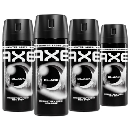 AXE Black front can showing sleek branding and fresh scent benefit