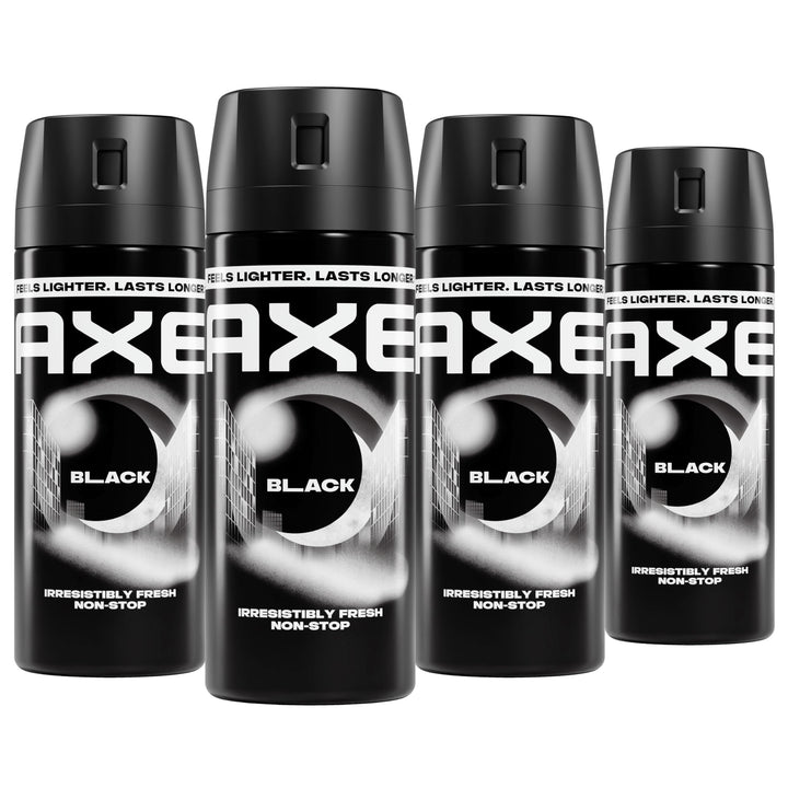 AXE Black front can showing sleek branding and fresh scent benefit