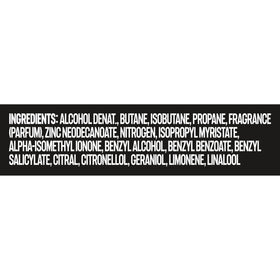 AXE Black label and ingredients panel highlighting aluminum-free benefit