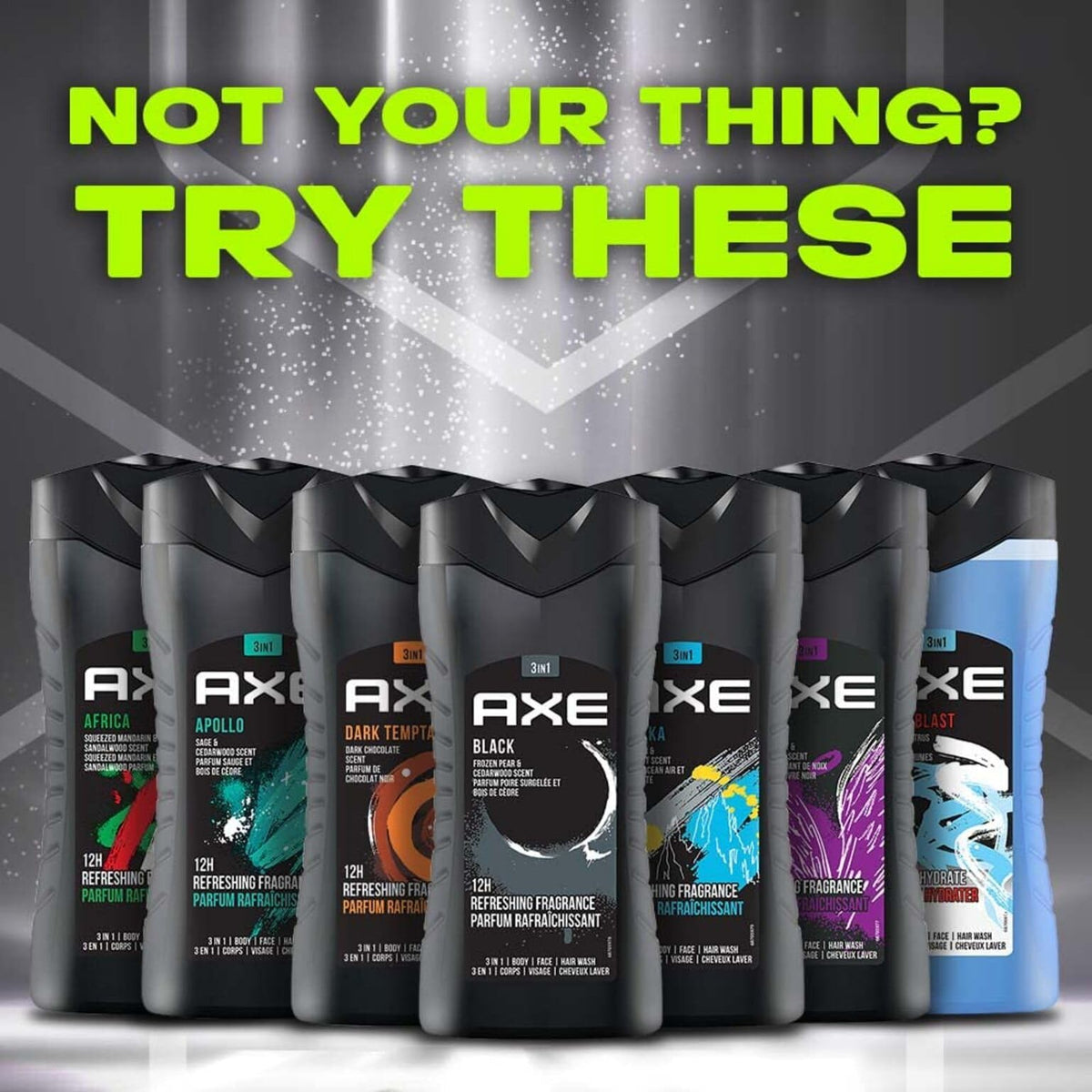 AXE scent inspiration with pear and cedarwood imagery showing balanced fragrance benefit