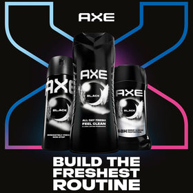 AXE Black scent visual with pear and cedar props conveying fresh masculine aroma