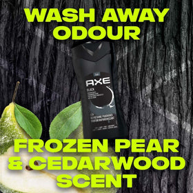 AXE bottle next to toiletries showing travel-friendly size benefit