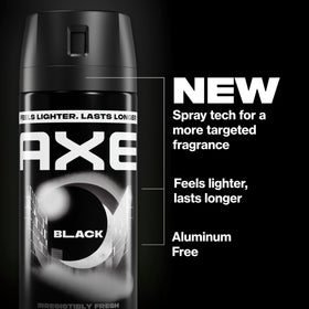 AXE Black can held in hand showing travel-friendly size and convenience