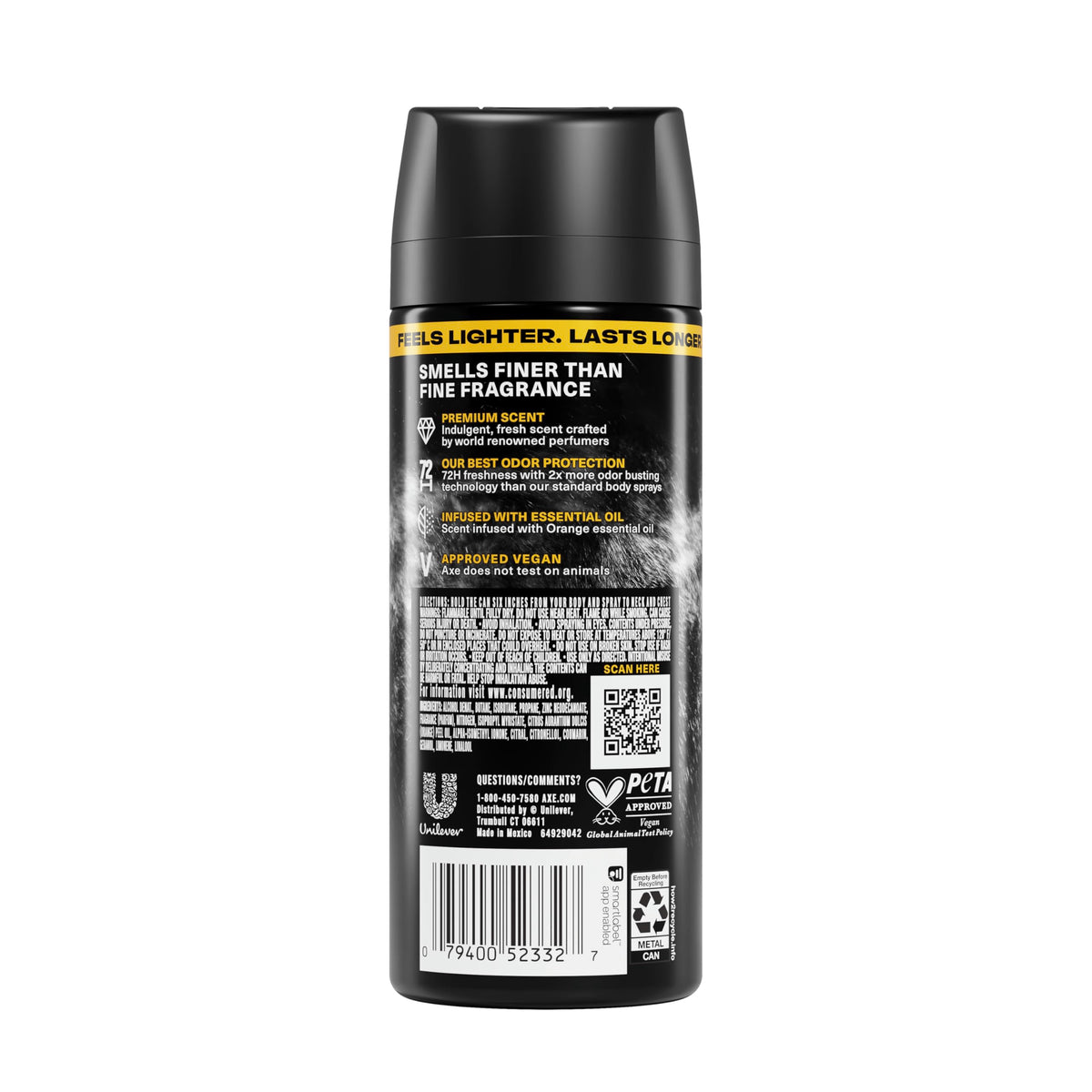 AXE Black Vanilla close-up nozzle showing targeted spray tech benefit