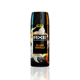 AXE Black Vanilla front packaging showing label and can benefit