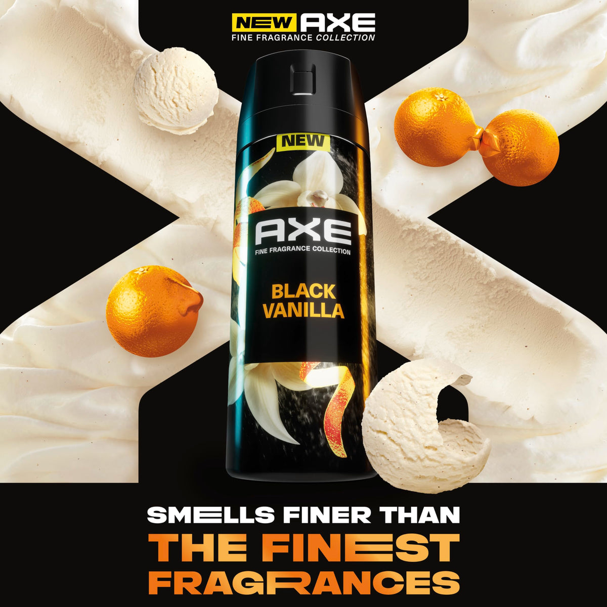 AXE Black Vanilla orange essential oil closeup for bright citrus note