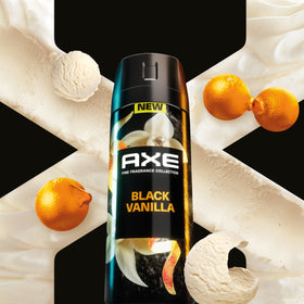 AXE Black Vanilla in an evening dressing area conveying refined fragrance presence