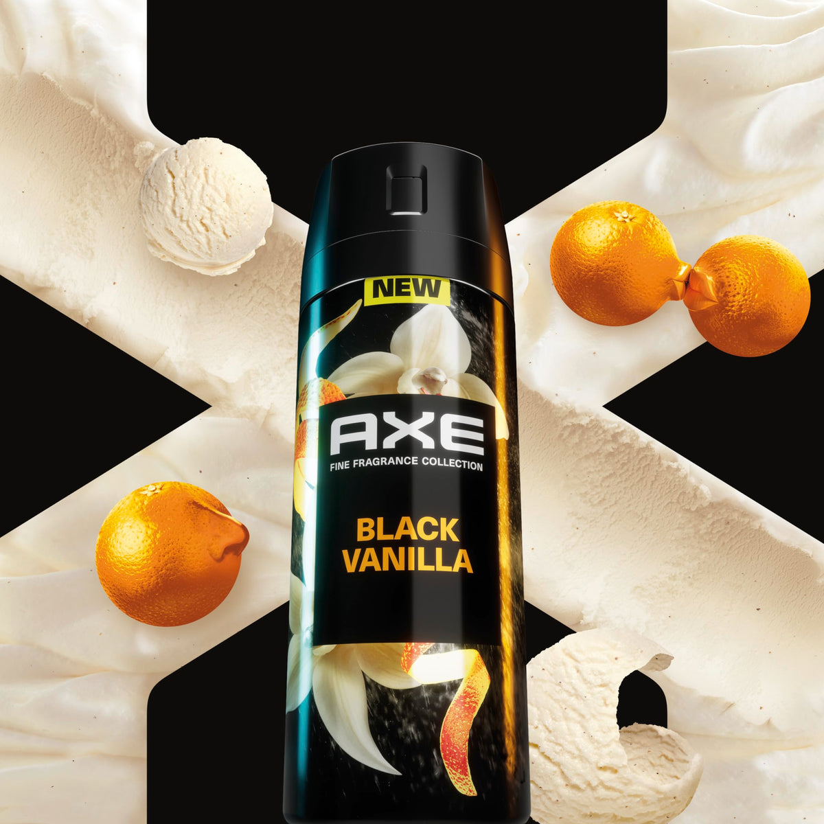 AXE Black Vanilla recyclable can label showing eco-friendly packaging