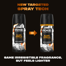 AXE Black Vanilla fine mist spray texture demonstrating light application benefit