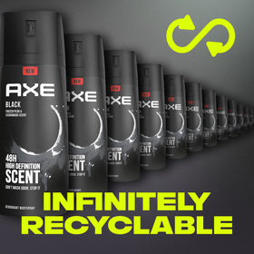 AXE Black closeup of frozen pear and cedarwood graphics highlighting fragrance notes