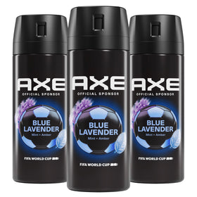 AXE Blue Lavender front packaging showing three cans and scent appeal