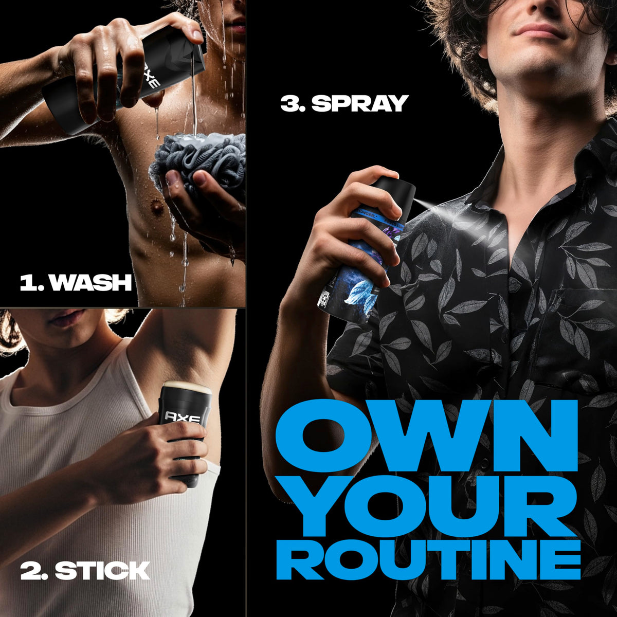 AXE Blue Lavender on bathroom shelf in lifestyle scene boosting daily routine
