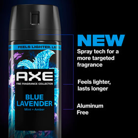 AXE Blue Lavender fine mist texture in air emphasizing lighter feel