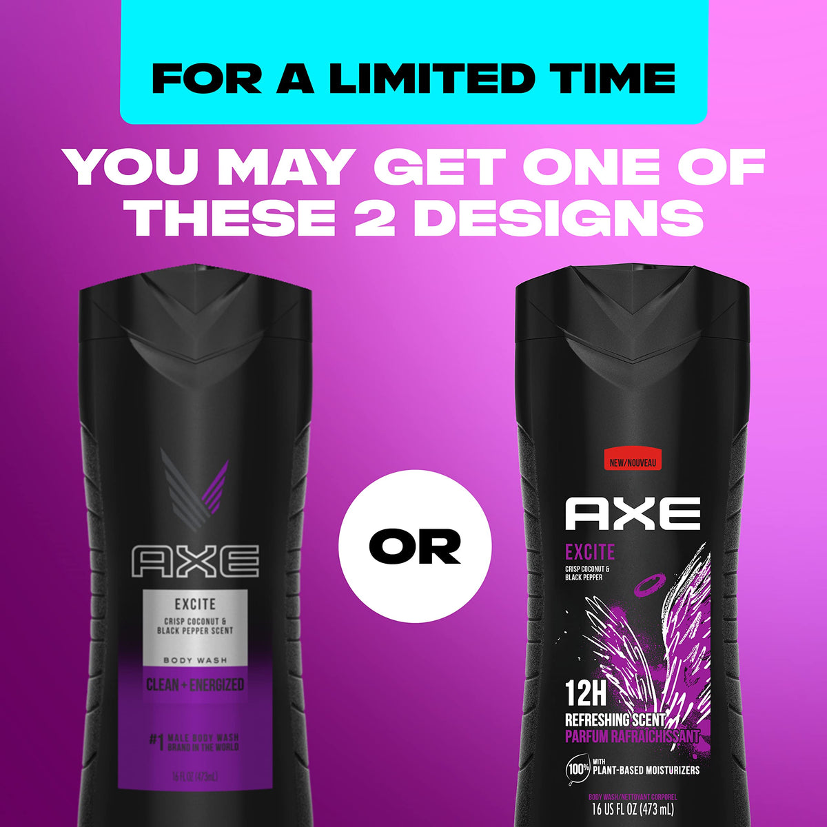 AXE close-up label detail highlighting fragrance name and 16 oz size benefit