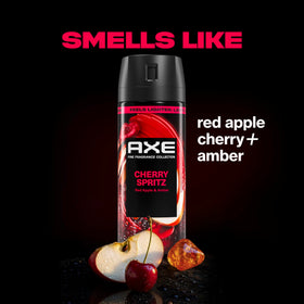AXE Cherry Spritz fine mist texture illustrating targeted spray and light feel