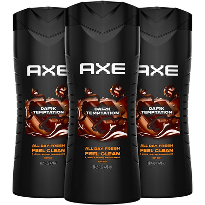 AXE front bottle view showing Dark Temptation label and size, easy product selection