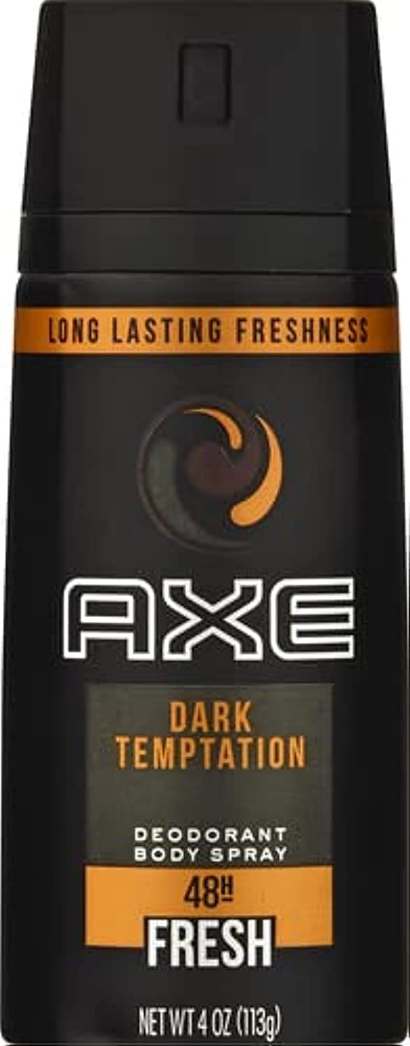 AXE Dark Temptation front can view showing label and 4 oz size, easy-grab design