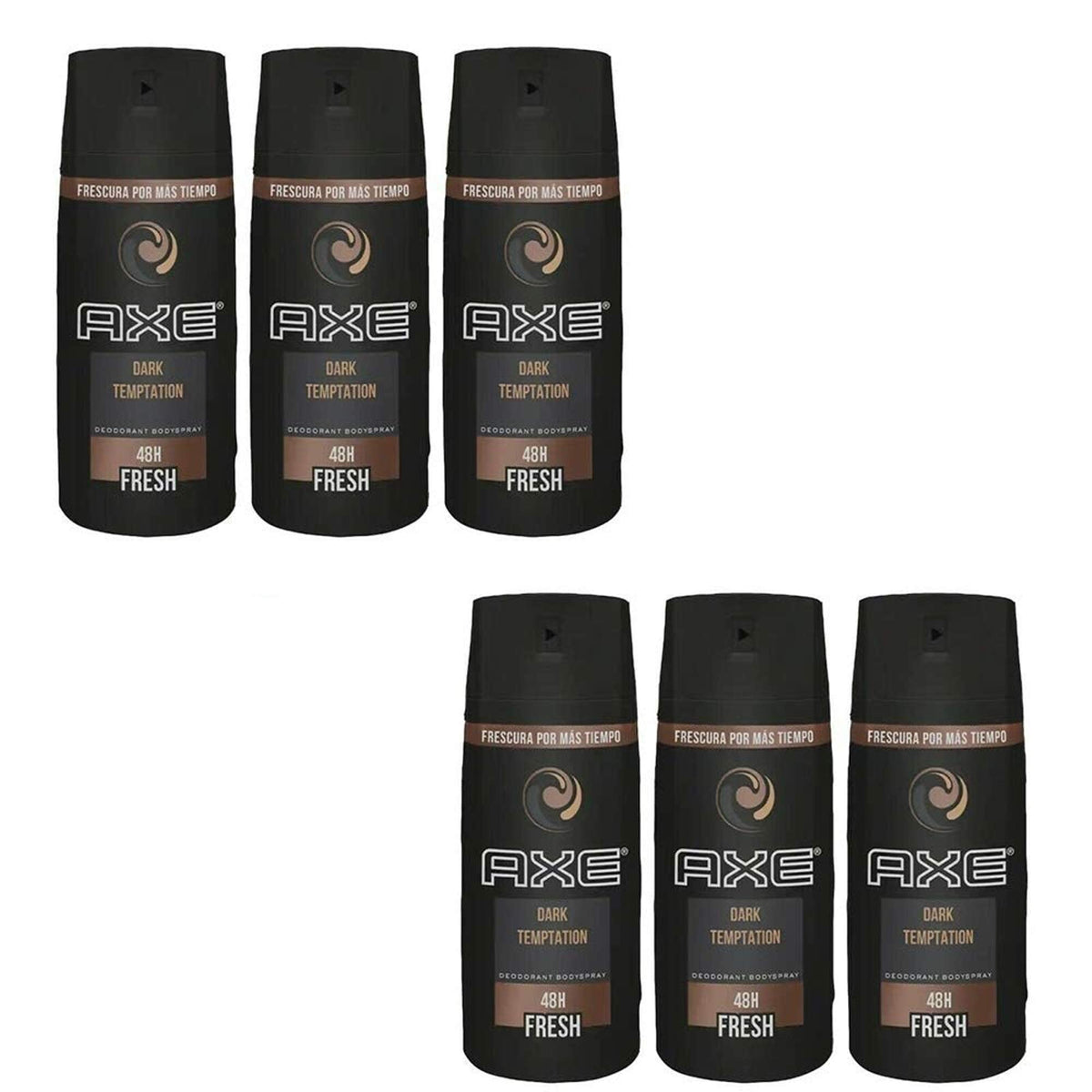 AXE Dark Temptation spray in use on neck, brand demonstrated for quick refreshing scent