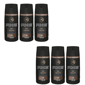 AXE Dark Temptation spray in use on neck, brand demonstrated for quick refreshing scent