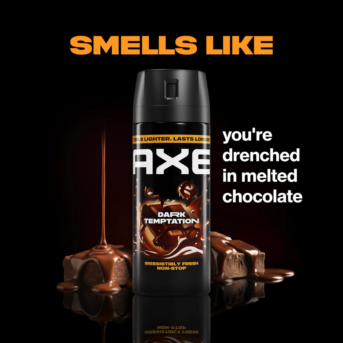 AXE Dark Temptation label detail showing sweet warm scent benefit