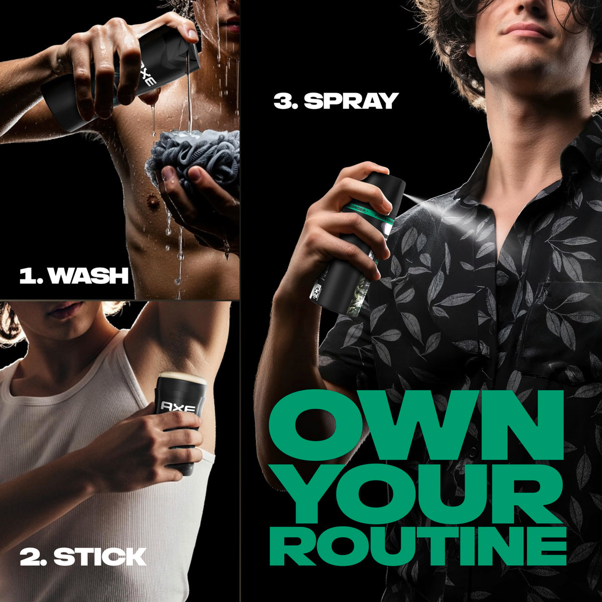 AXE Emerald Sage placed on bathroom vanity suggesting daily grooming routine convenience