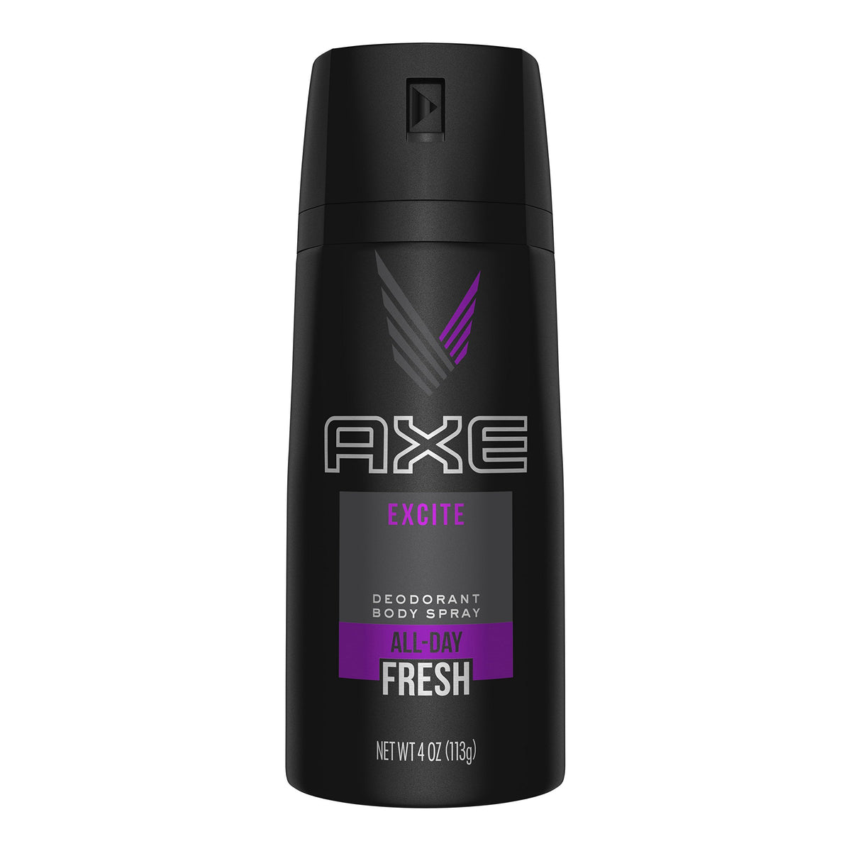 AXE Excite front can showing label and size for quick recognition and confidence