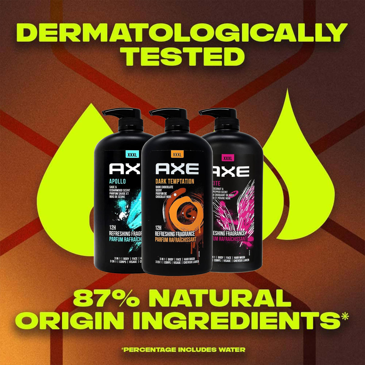 AXE label close-up showing ingredients and scent icons for informed scent selection benefit