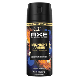 AXE Midnight Amber front packaging showing can and branding for confident scent