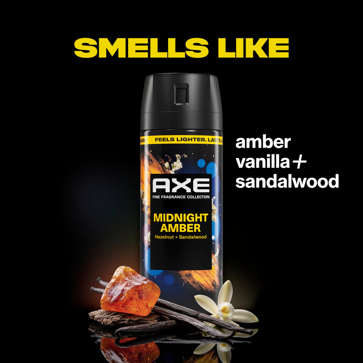 AXE Midnight Amber nozzle closeup demonstrating patented spray tech for precise mist