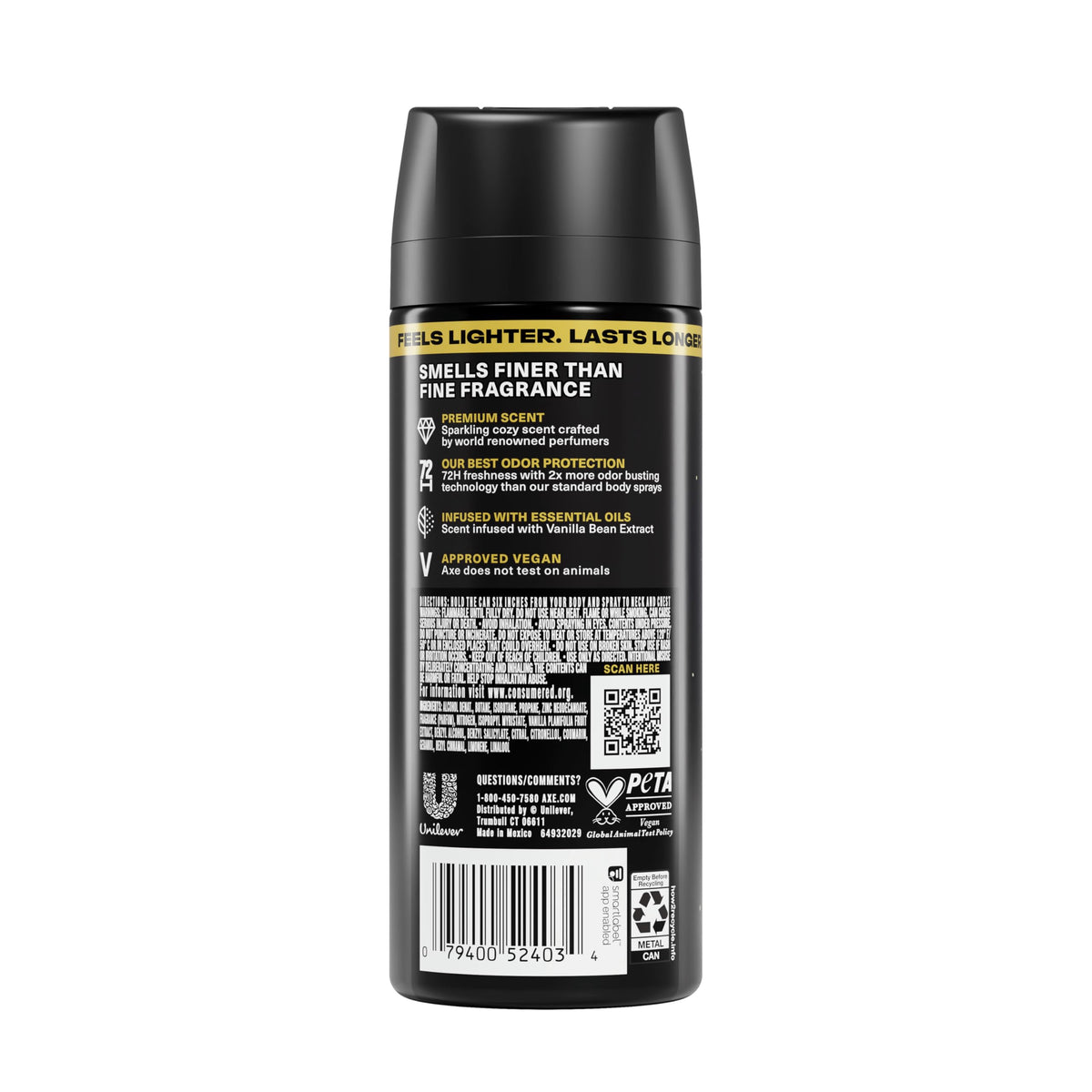 AXE Midnight Amber label detail highlighting fragrance notes and aluminum-free claim