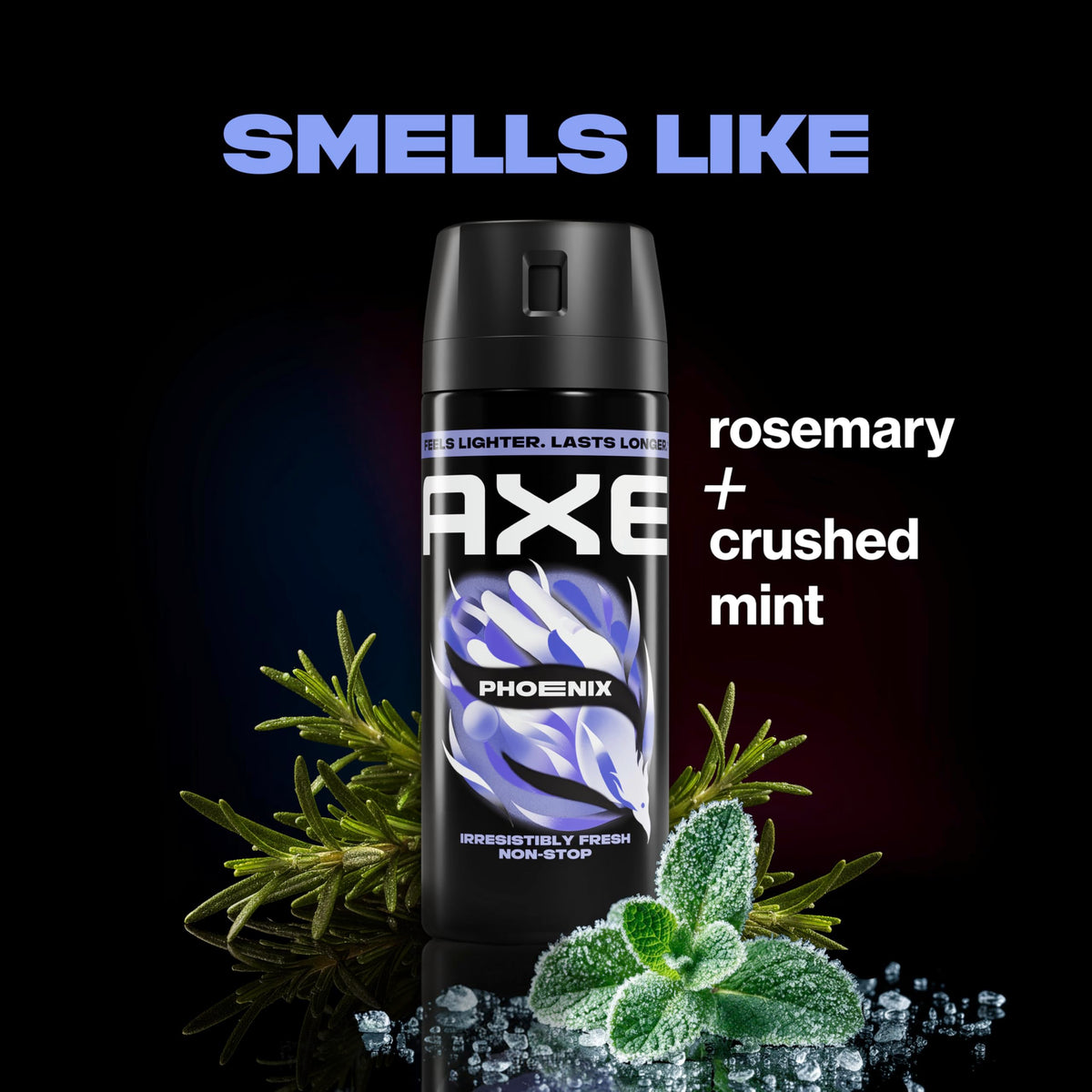 AXE Phoenix spraying mist to show targeted lighter-feeling benefit