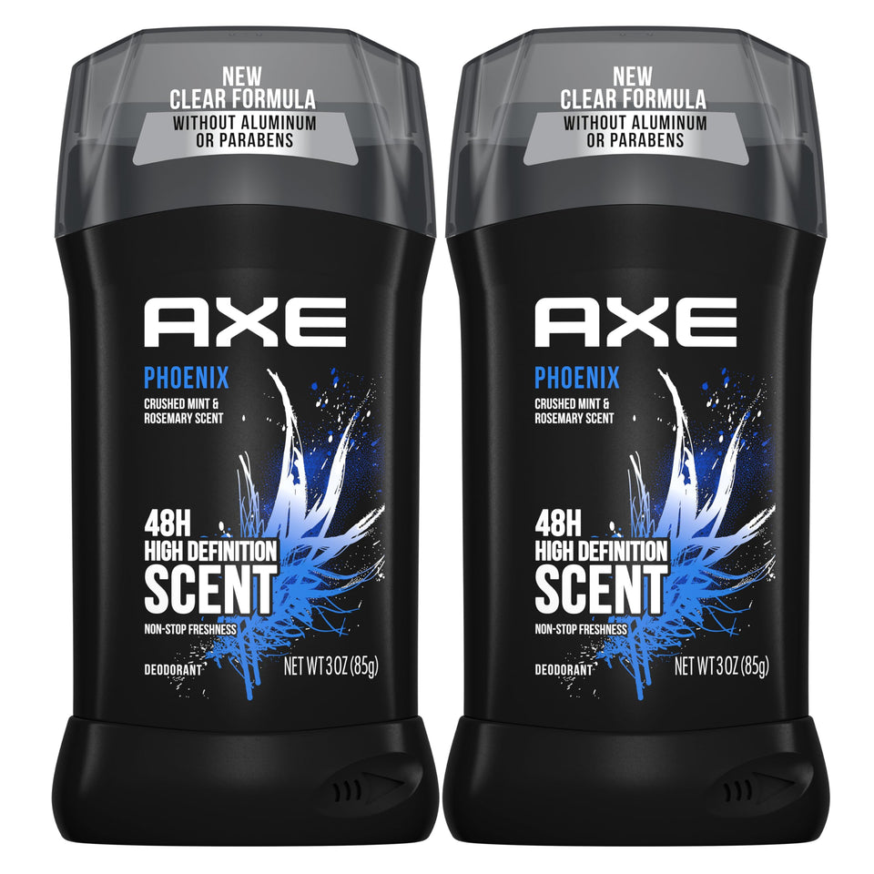 AXE Phoenix front packaging twin pack showing scent and volume benefit