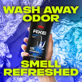 AXE Phoenix bottle in gym bag showing travel convenience and freshness