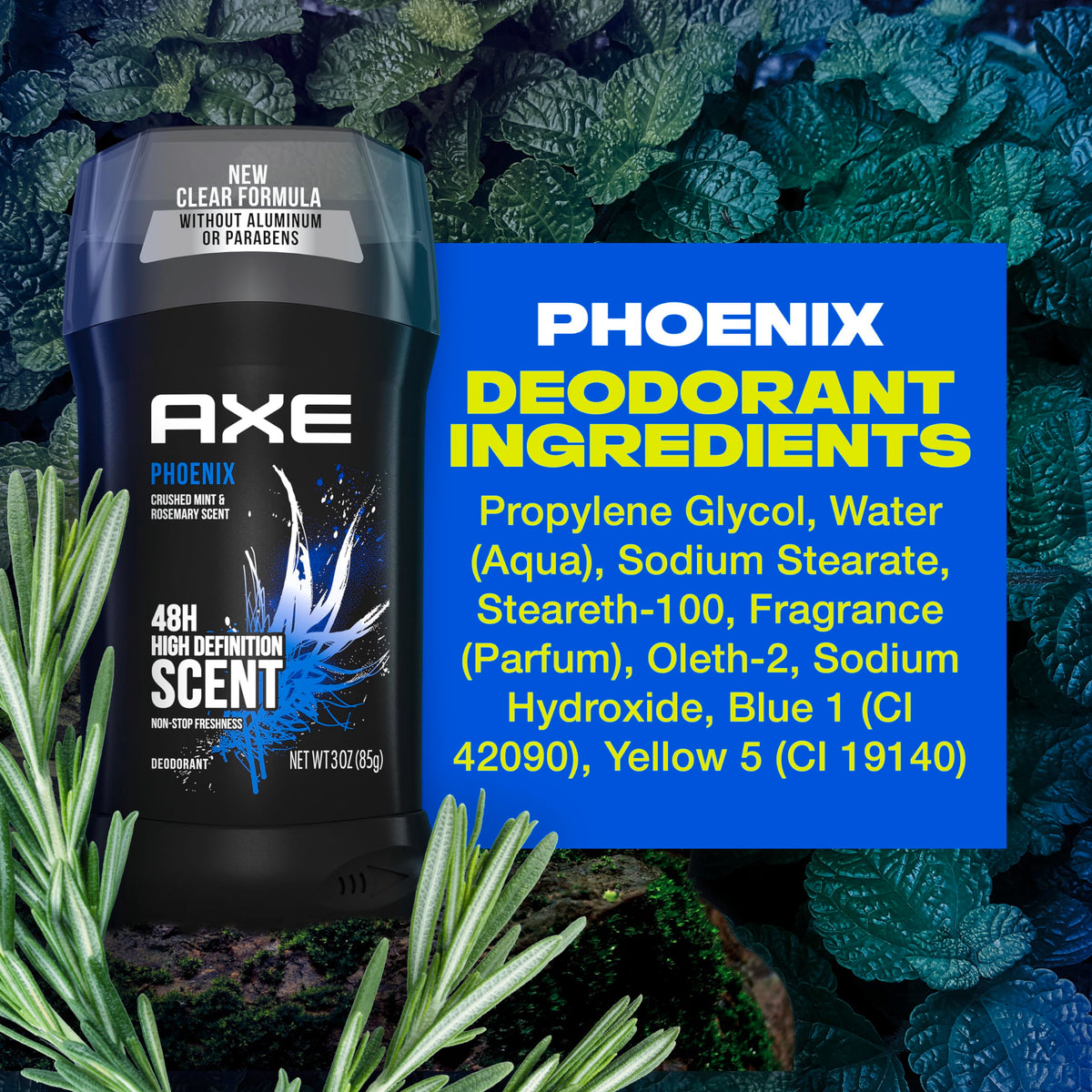 AXE Phoenix stick close-up showing clear texture for smooth glide benefit