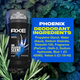 AXE Phoenix stick close-up showing clear texture for smooth glide benefit