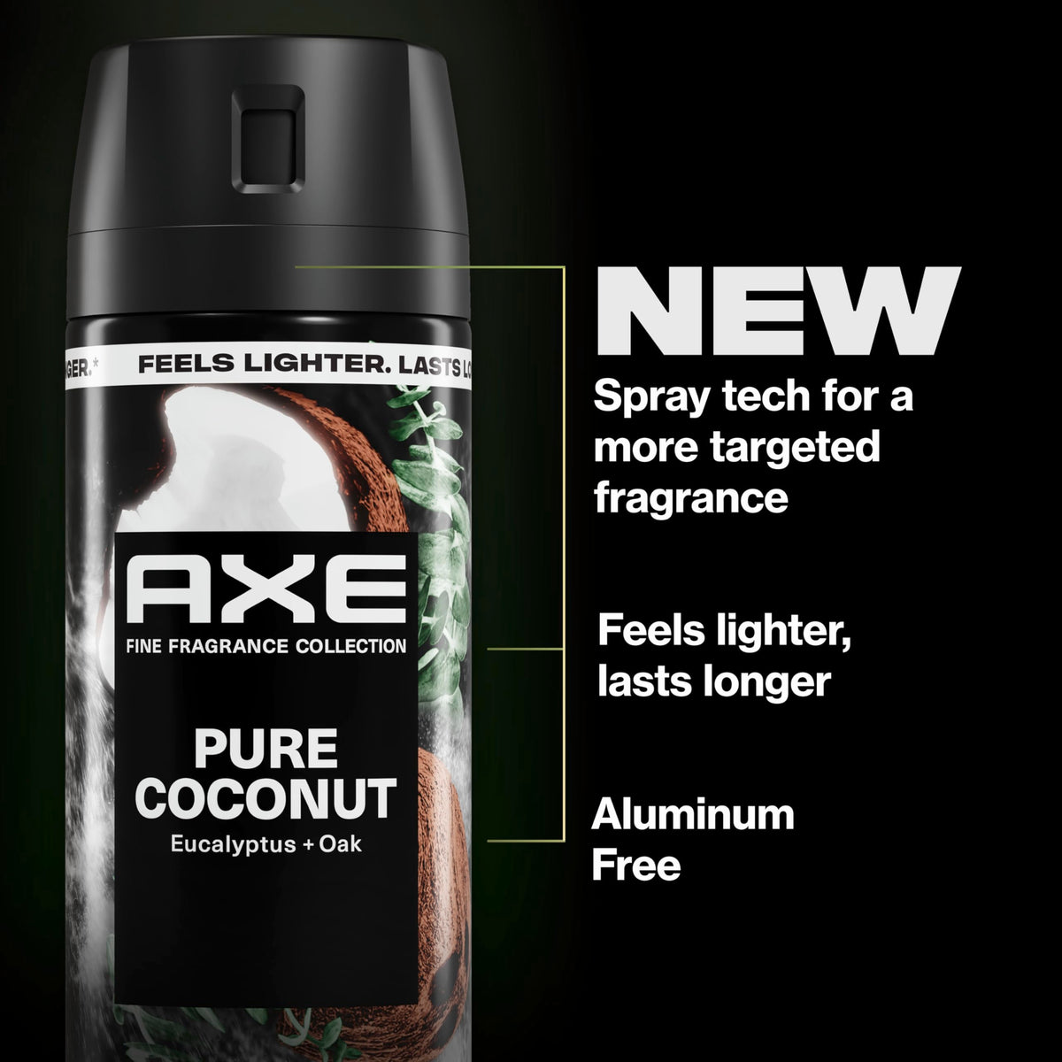 AXE Pure Coconut fine mist texture demonstrating lightweight coverage benefit