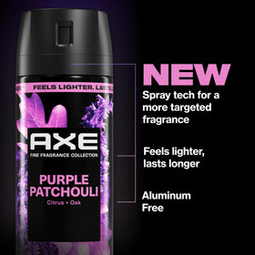 AXE label detail highlighting fragrance notes and aluminum-free benefit