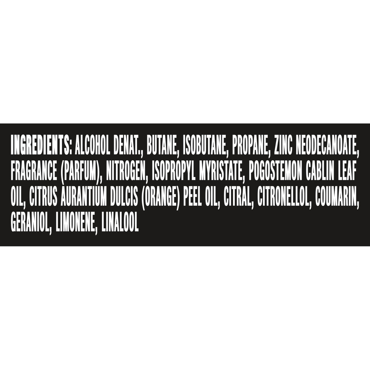 AXE back panel showing ingredients and directions for safe, informed use