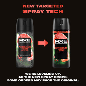 AXE Watermelon Freeze close-up nozzle highlighting patented spray tech for targeted application