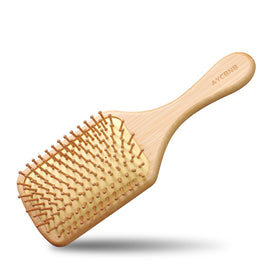 AYCBNB bamboo hair brush front view showing eco-friendly wooden paddle and bristles for gentle detangling