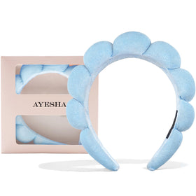 Ayesha blue front view showing soft headband and tidy hold benefit